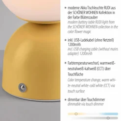 SCHÖNER WOHNEN-Kollektion Akkuleuchten|Tischlampen|Akku-Tischleuchte Rudi