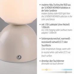 SCHÖNER WOHNEN-Kollektion Akkuleuchten|Tischlampen|Akku-Tischleuchte Rudi