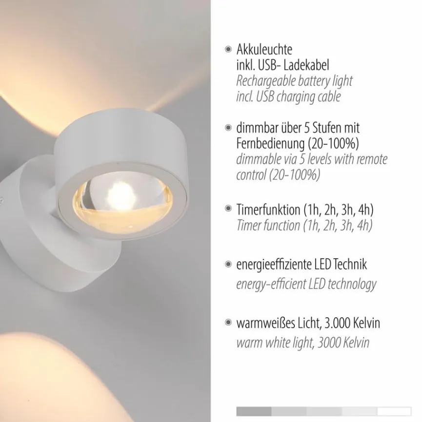 JUST LIGHT. Akku-Wandleuchte Chia