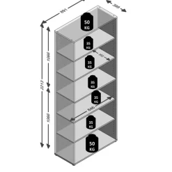 FMD Aktenregal Calvia, breit 6OH