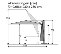 Hot Ampelschirm Rhodos Junior 230 x 230 cm Sonnenschirme