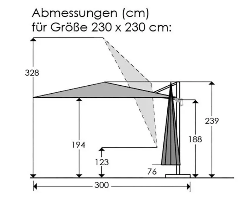 Hot Ampelschirm Rhodos Junior 230 x 230 cm Sonnenschirme