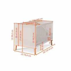 Outlet Babybett Ylvie 70 x 140 cm Kinder Babybetten|Babybetten