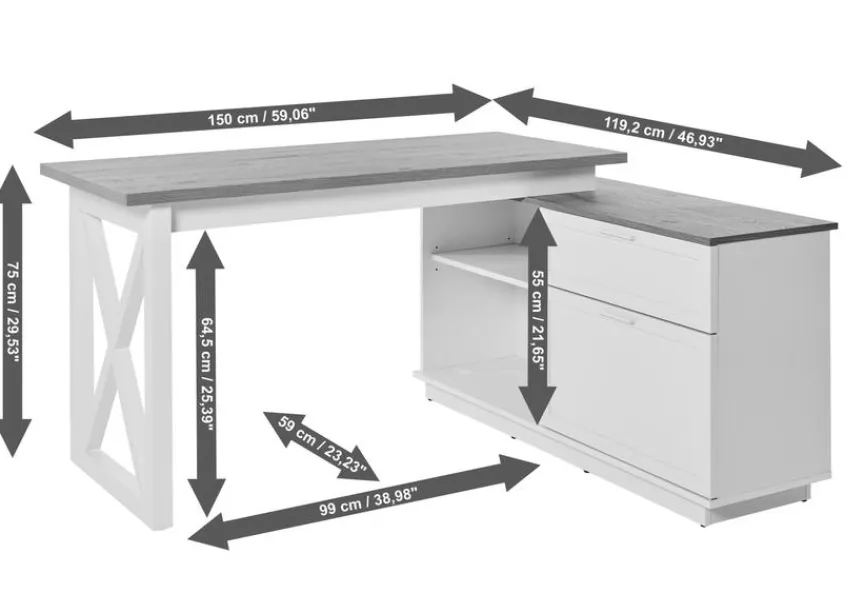 Jahnke Eckschreibtisch 91CM1 / Chalet D 155 E