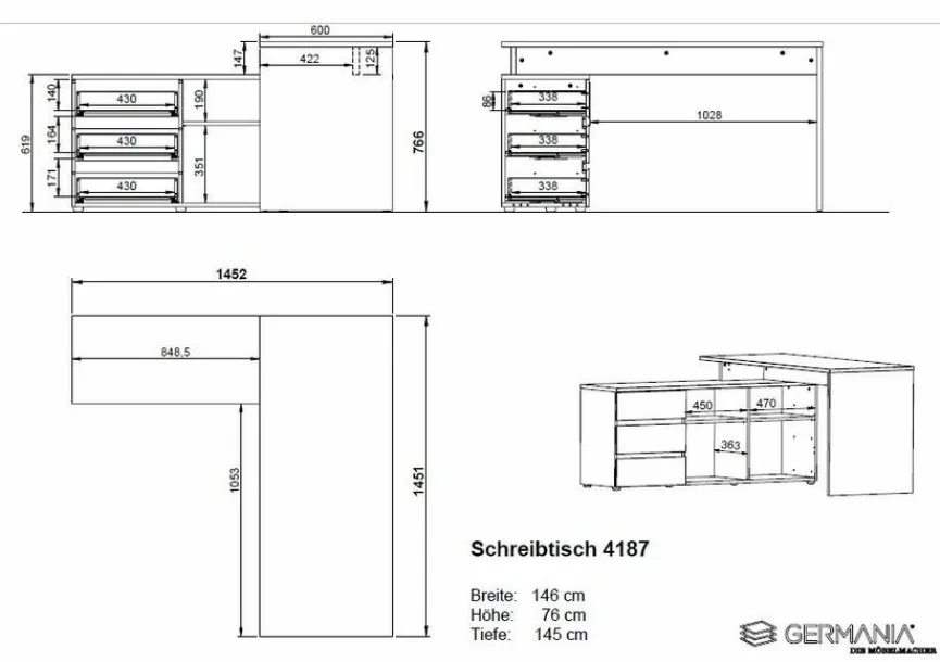 Germania Eckschreibtisch Lissabon