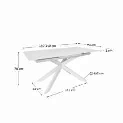 Kave Home Esstische|Esstisch mit Auszug Atminda 160/210 x 90 cm