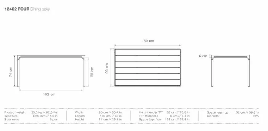 HOUE Gartentische|Gartentisch Four 210 x 90 cm