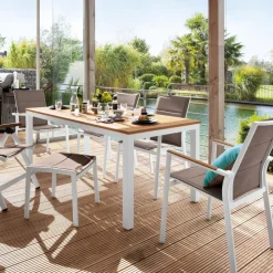 Gartentisch Verona160x90cm, Alu/Teak Gartentische