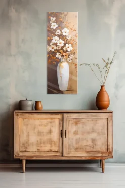 Glasbild 30 x 80 cm Flowers White And I Bilder Ohne Rahmen