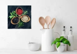 EUROART Bilder Nach Themen|Bilder Ohne Rahmen|Glasbild 20 x 20 cm Herbs and Spices XVII