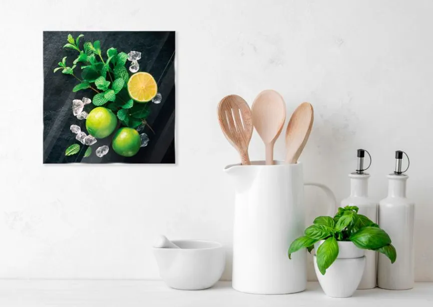 EUROART Bilder Nach Themen|Bilder Ohne Rahmen|Glasbild 20 x 20 cm Mojito III