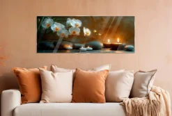 New Glasbild 30 x 80 cm Warm Zen II Bilder Ohne Rahmen