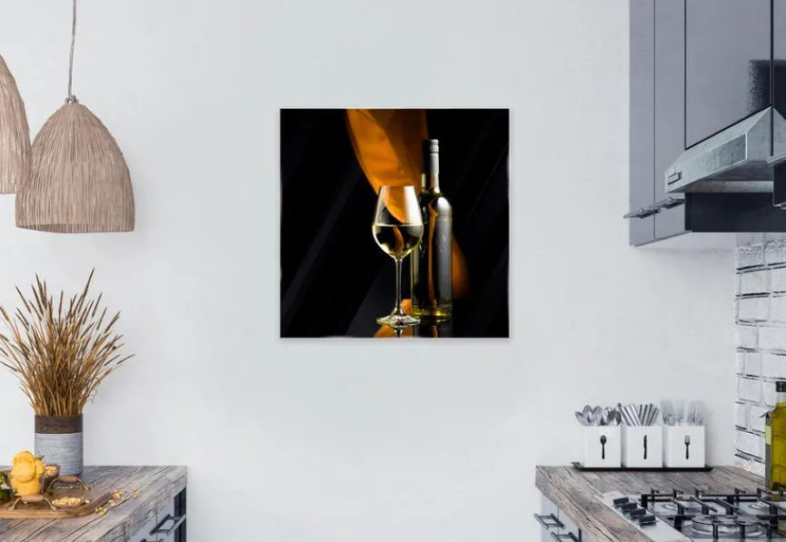 EUROART Bilder Ohne Rahmen|Glasbild 50 x 50 cm White Wine V