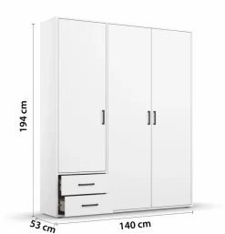 rauch BLUE Kleiderschrank Voyager 140 x 194 cm