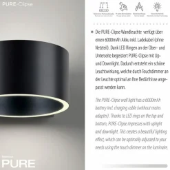 Wandleuchten|LED-Akkuwandleuchte Pure Clipse
