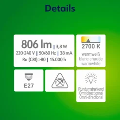 MÜLLER-LICHT E27|LED-Birne E27 / 3,8 Watt / Energie A