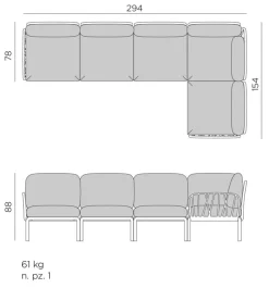 Nardi Loungemöbel-Sets|Loungemöbel Set, Komodo 5 5tlg., Sunbrella