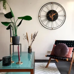 Outlet Quarzwanduhr Wire Gear Clock Ø 90,5 cm Wanduhren