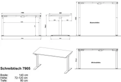 Germania Schreibtische|Schreibtisch elektrisch Mailand 140 x 80 cm