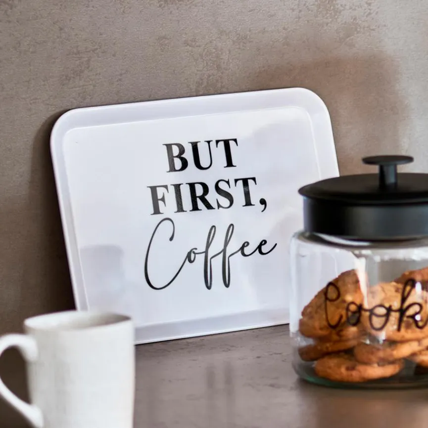 Tablett But First 30,5 x 22 cm