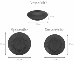 New Tafelservice Lava Stone 12tlg. Geschirr