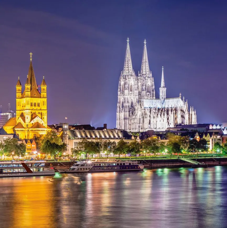 EUROART Bilder Nach Themen|Wandbild 30 x 30 cm Cologne at night VII