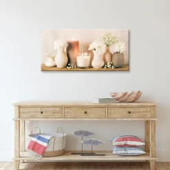 EUROART Wandbild 55 x 115 cm Flowers and Candles