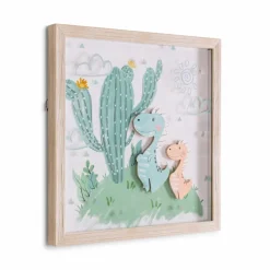 Wandbild 32,6 x 32,6 cm Kaktus mit Dino II