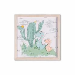 Wandbild 32,6 x 32,6 cm Kaktus mit Dino II