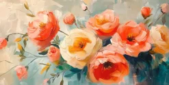 EUROART Wandbild 20 x 40 cm Pastel Roses I