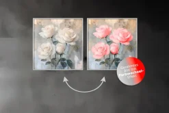 EUROART Wandbild 30 x 30 cm Shimmering Flowers I