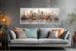 EUROART Bilder Mit Rahmen|Wandbild 50 x 120 cm Skyline II