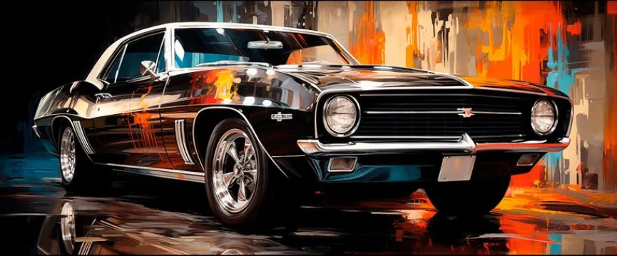 EUROART Bilder Mit Rahmen|Wandbild 50 x 120 cm Vintage Car