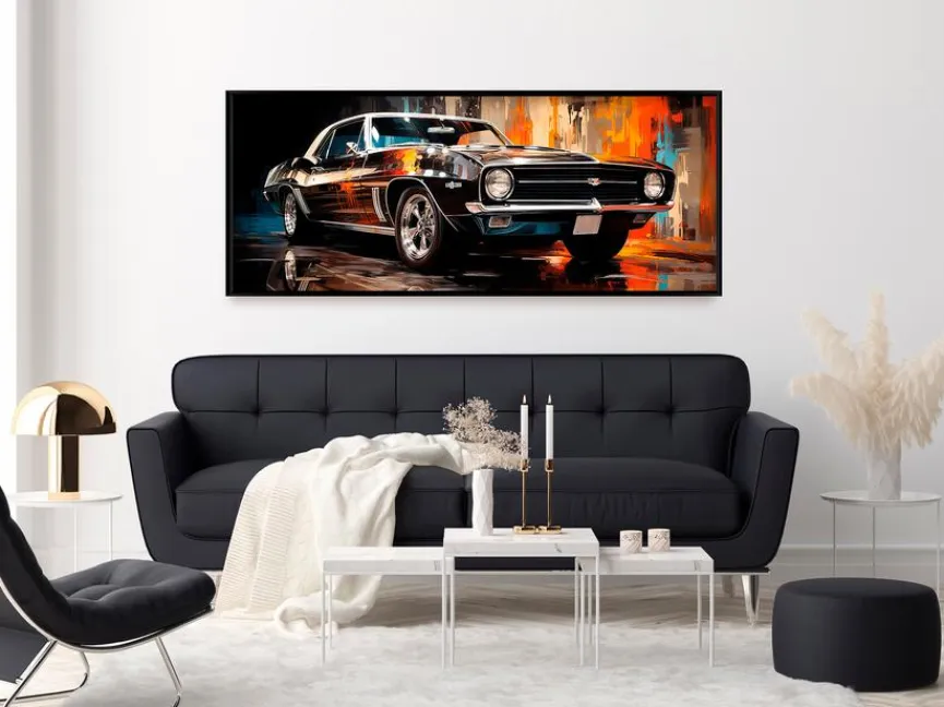 EUROART Bilder Mit Rahmen|Wandbild 50 x 120 cm Vintage Car