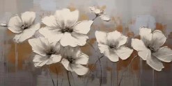 EUROART Bilder Ohne Rahmen|Wandbild 30 x 60 cm White Flowers On Silver II