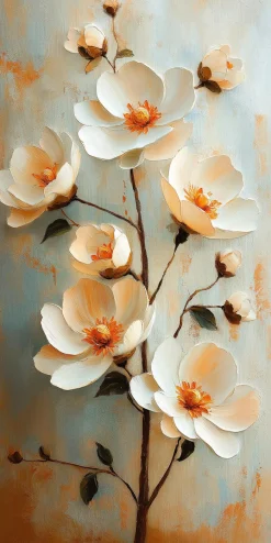 EUROART Bilder Ohne Rahmen|Wandbild 20 x 40 cm White Flowers III