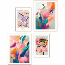 Reinders Bilder Mit Rahmen|Wandbild Floral Colourful 4tlg.