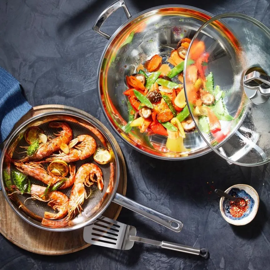 Sale Wok mit Glasdeckel 36 cm Töpfe